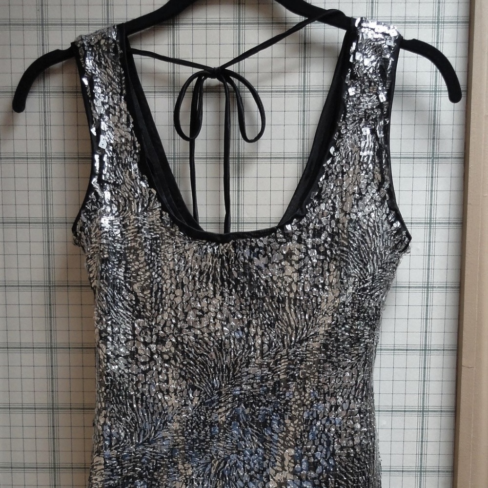Silver and Black Sequin Party Dress